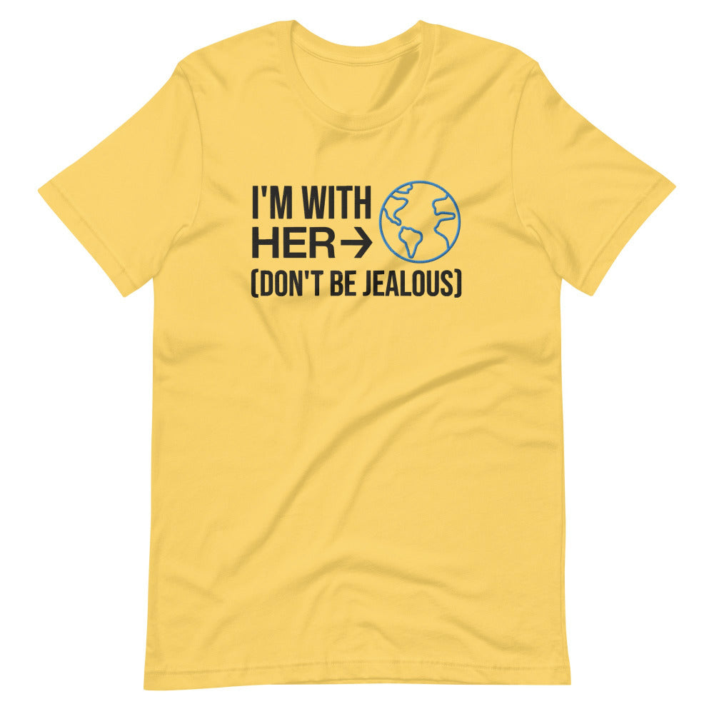 I'm With Her Don't Be Jealous Embroidered TShirt - Yellow Color - https://ascensionemporium.net